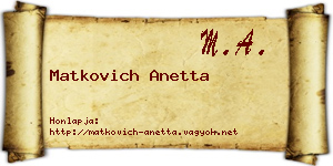 Matkovich Anetta névjegykártya
